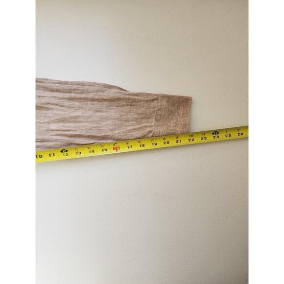 Stanza Shirt Mens 16.5 42cm Beige 100% Linen Long Sleeve Button Casual Coastal - Picture 7 of 11